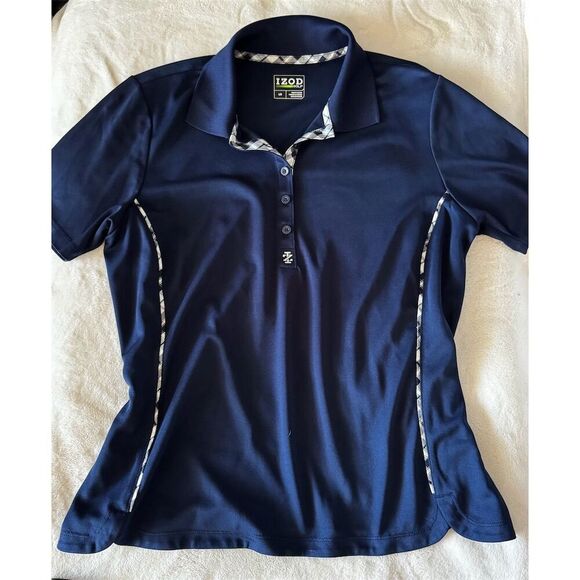 Izod Women's Short Sleeve Polo Shirt Blue Size M Casual Golf Top - Picture 1 of 2
